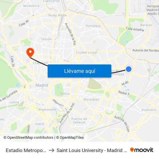 Estadio Metropolitano to Saint Louis University - Madrid Campus map