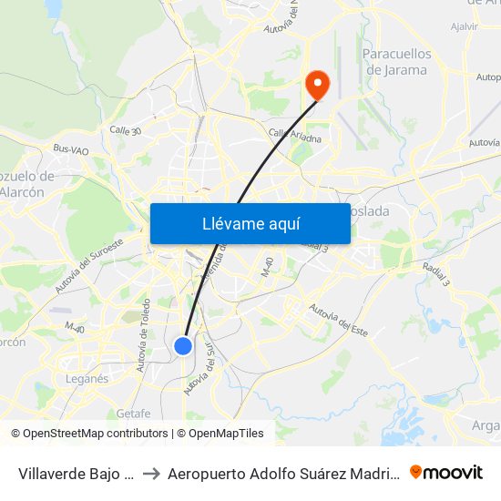Villaverde Bajo - Cruce to Aeropuerto Adolfo Suárez Madrid-Barajas T4 map