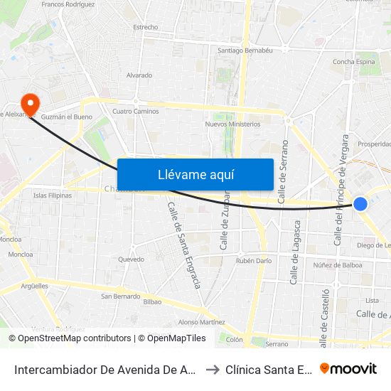 Intercambiador De Avenida De América to Clínica Santa Elena map