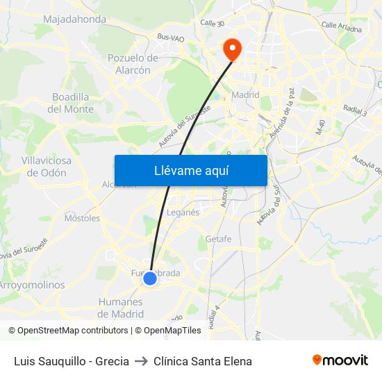 Luis Sauquillo - Grecia to Clínica Santa Elena map