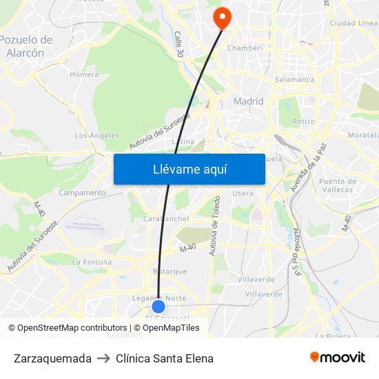 Zarzaquemada to Clínica Santa Elena map