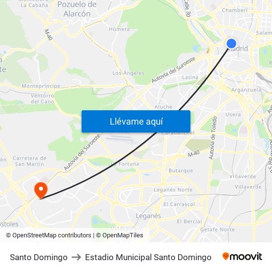 Santo Domingo to Estadio Municipal Santo Domingo map