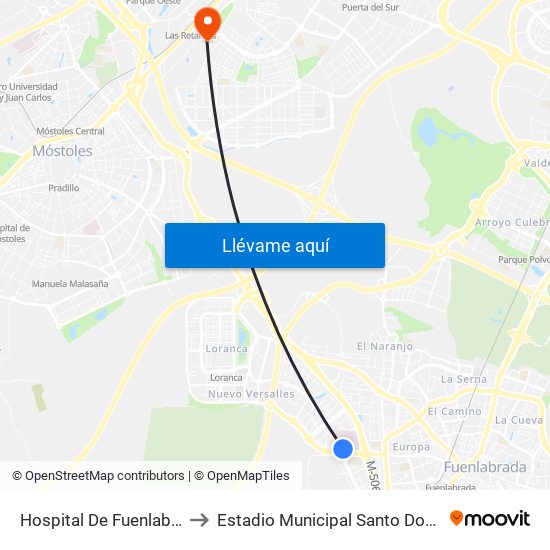 Hospital De Fuenlabrada to Estadio Municipal Santo Domingo map