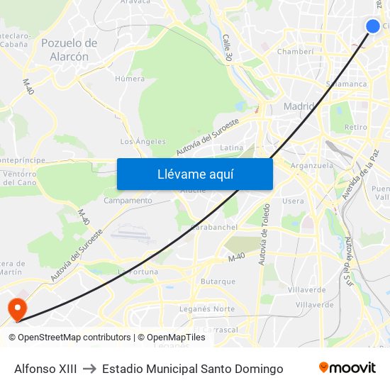 Alfonso XIII to Estadio Municipal Santo Domingo map