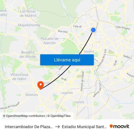 Intercambiador De Plaza De Castilla to Estadio Municipal Santo Domingo map