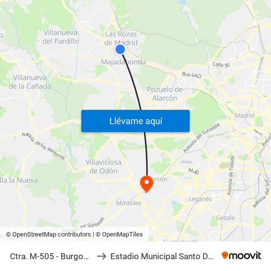 Ctra. M-505 - Burgocentro to Estadio Municipal Santo Domingo map