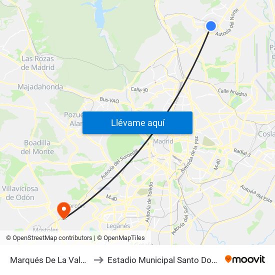Marqués De La Valdavia to Estadio Municipal Santo Domingo map