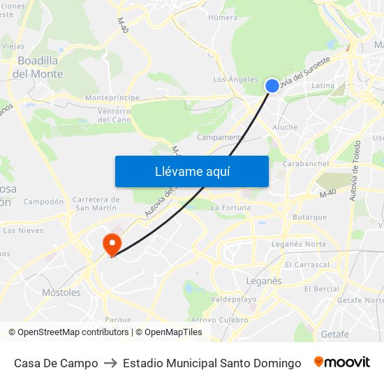 Casa De Campo to Estadio Municipal Santo Domingo map
