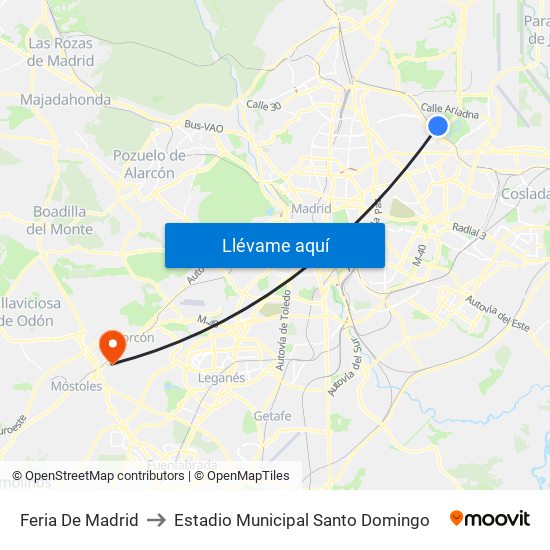 Feria De Madrid to Estadio Municipal Santo Domingo map