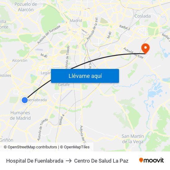 Hospital De Fuenlabrada to Centro De Salud La Paz map