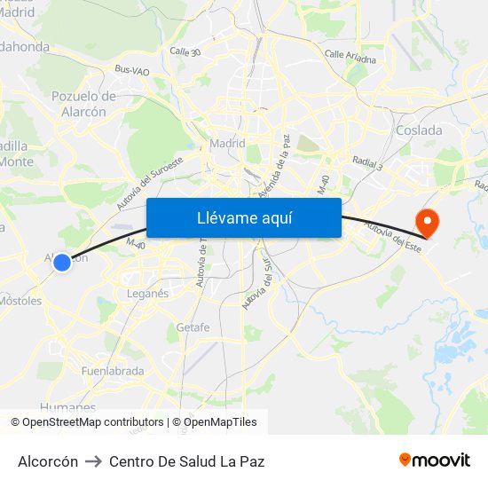 Alcorcón to Centro De Salud La Paz map