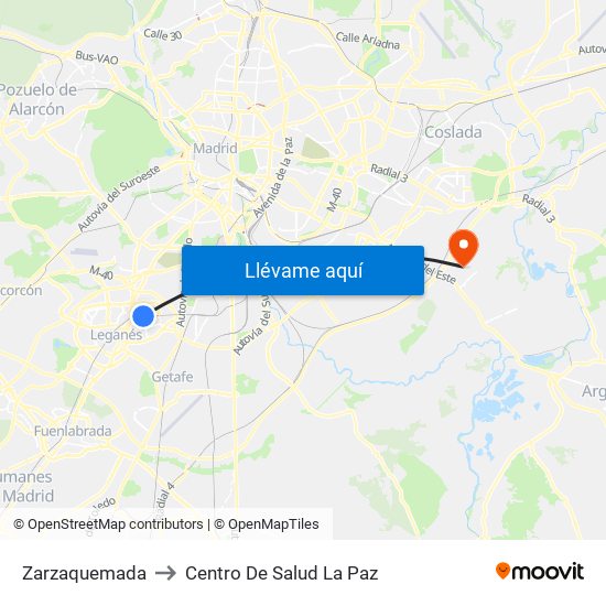 Zarzaquemada to Centro De Salud La Paz map