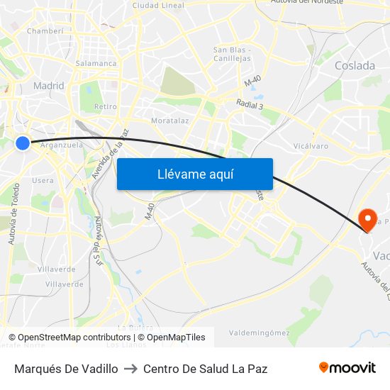 Marqués De Vadillo to Centro De Salud La Paz map