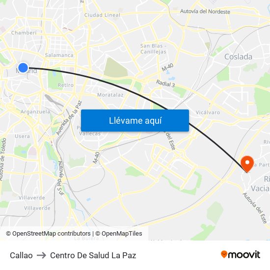 Callao to Centro De Salud La Paz map
