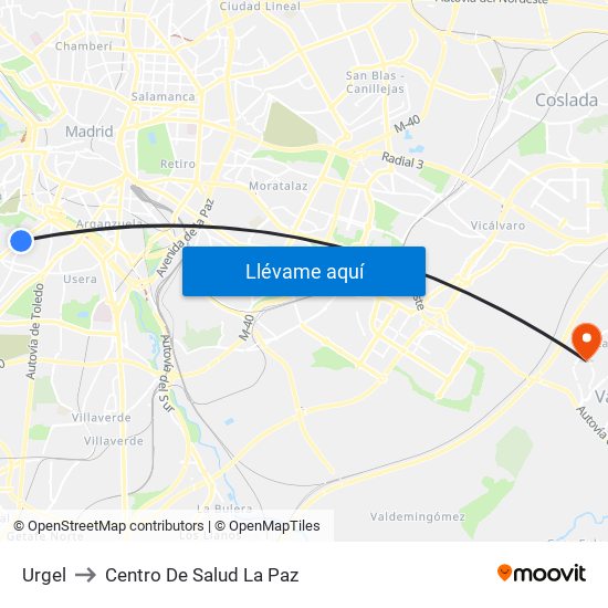Urgel to Centro De Salud La Paz map