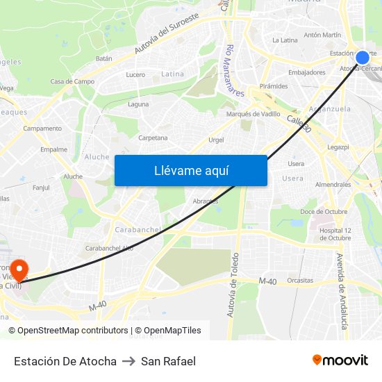 Estación De Atocha to San Rafael map