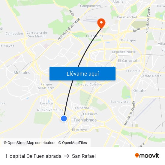 Hospital De Fuenlabrada to San Rafael map