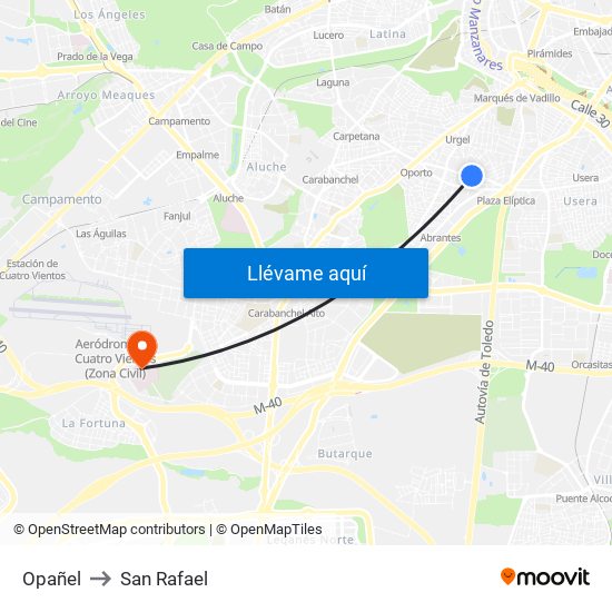Opañel to San Rafael map