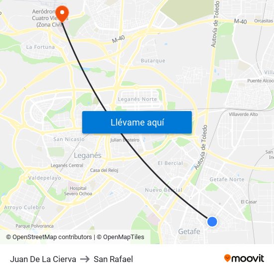 Juan De La Cierva to San Rafael map