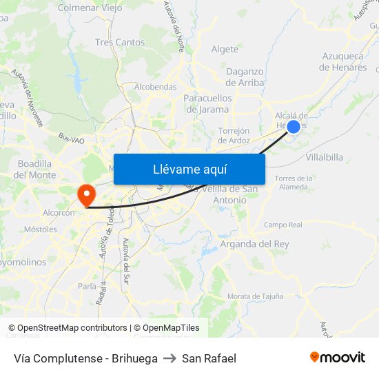 Vía Complutense - Brihuega to San Rafael map