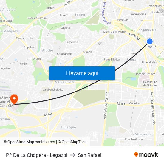 P.º De La Chopera - Legazpi to San Rafael map