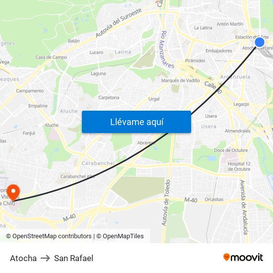 Atocha to San Rafael map