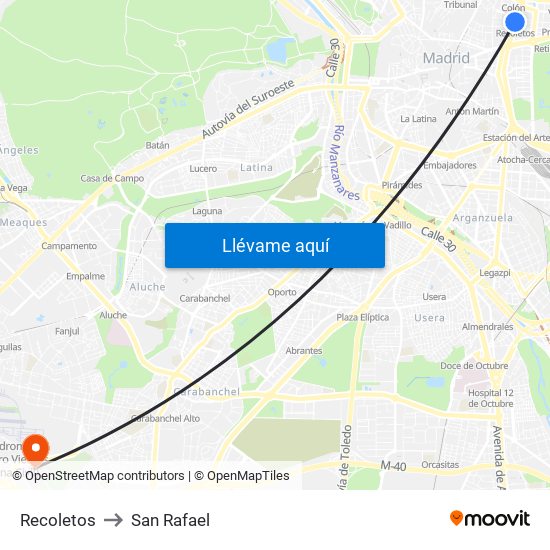 Recoletos to San Rafael map