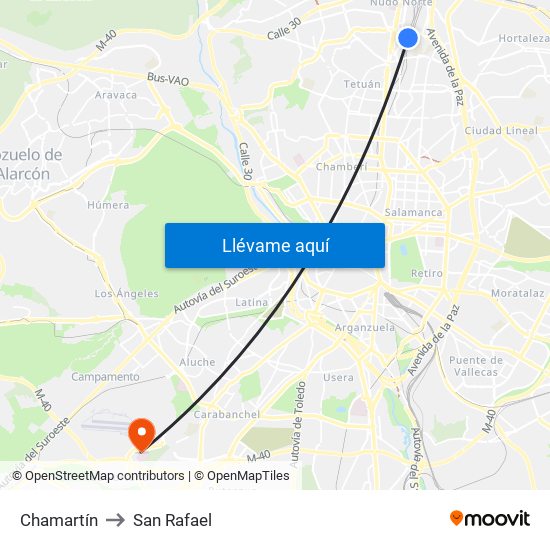 Chamartín to San Rafael map