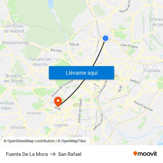 Fuente De La Mora to San Rafael map