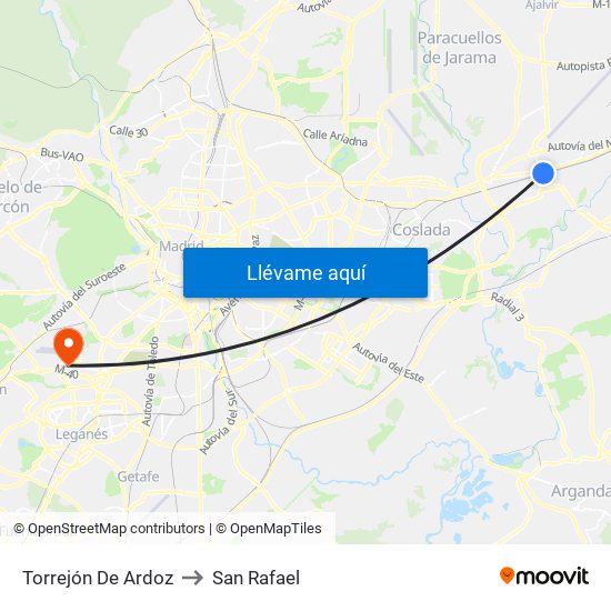 Torrejón De Ardoz to San Rafael map