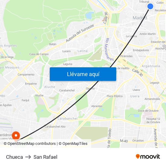 Chueca to San Rafael map