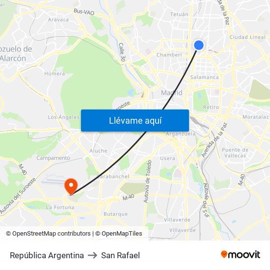 República Argentina to San Rafael map