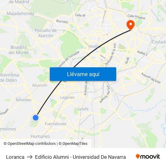 Loranca to Edificio Alumni - Universidad De Navarra map