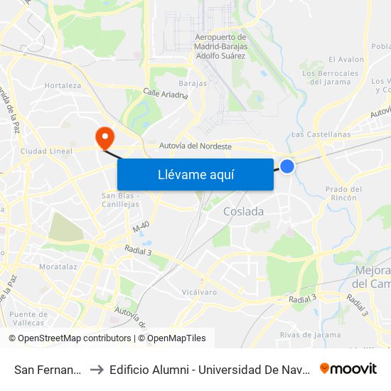 San Fernando to Edificio Alumni - Universidad De Navarra map