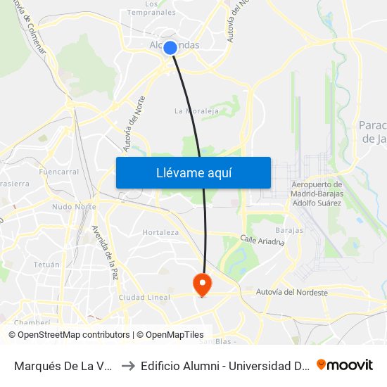 Marqués De La Valdavia to Edificio Alumni - Universidad De Navarra map