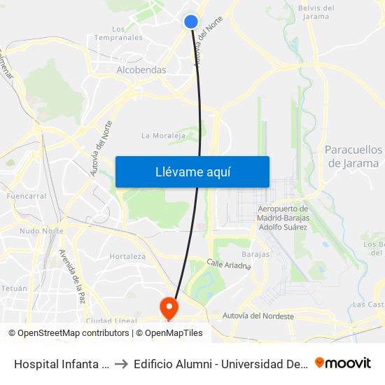 Hospital Infanta Sofía to Edificio Alumni - Universidad De Navarra map