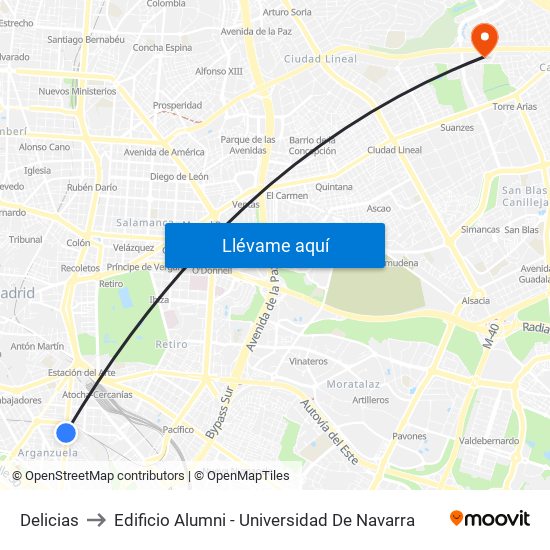 Delicias to Edificio Alumni - Universidad De Navarra map