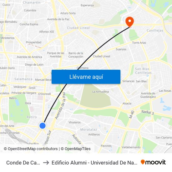 Conde De Casal to Edificio Alumni - Universidad De Navarra map