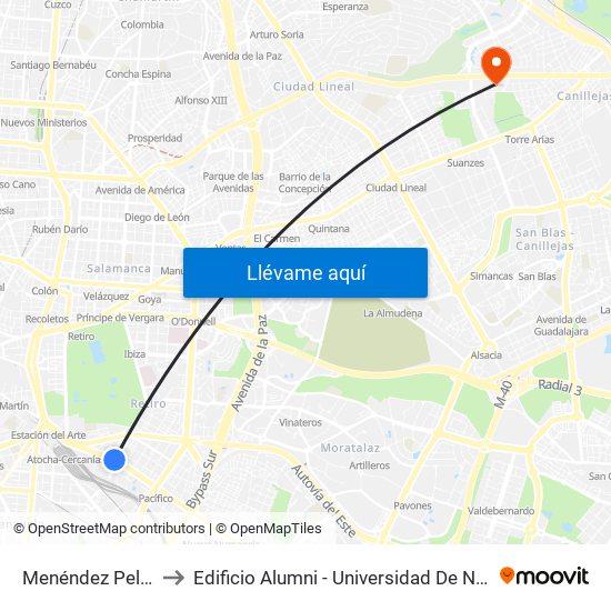 Menéndez Pelayo to Edificio Alumni - Universidad De Navarra map