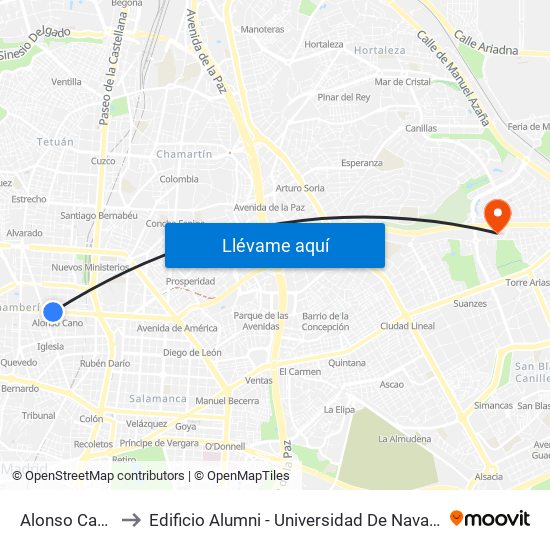 Alonso Cano to Edificio Alumni - Universidad De Navarra map