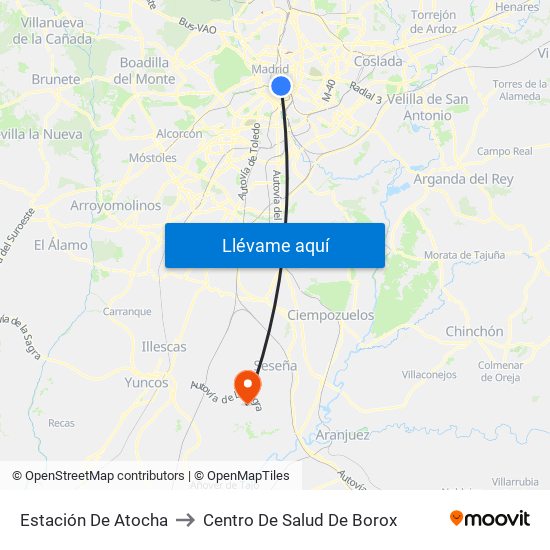 Estación De Atocha to Centro De Salud De Borox map