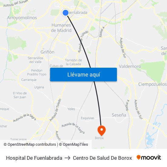 Hospital De Fuenlabrada to Centro De Salud De Borox map