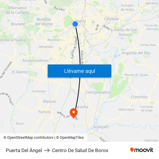 Puerta Del Ángel to Centro De Salud De Borox map