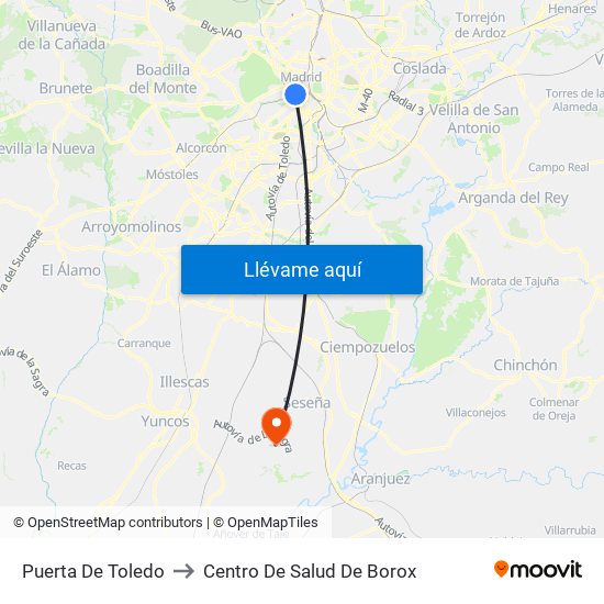 Puerta De Toledo to Centro De Salud De Borox map