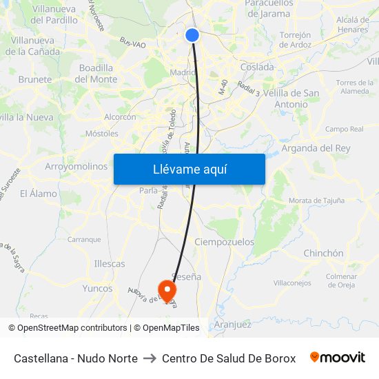 Castellana - Nudo Norte to Centro De Salud De Borox map