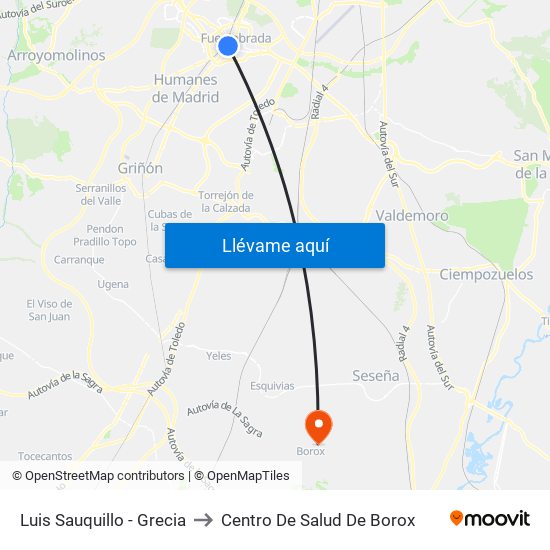 Luis Sauquillo - Grecia to Centro De Salud De Borox map