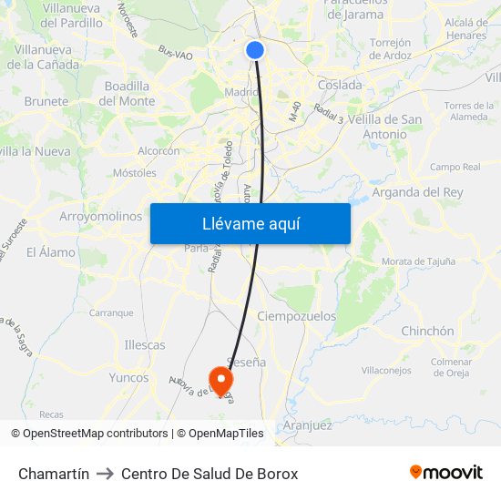 Chamartín to Centro De Salud De Borox map