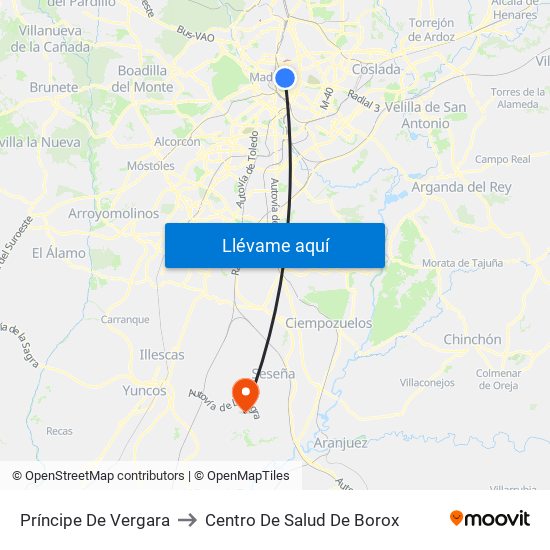 Príncipe De Vergara to Centro De Salud De Borox map