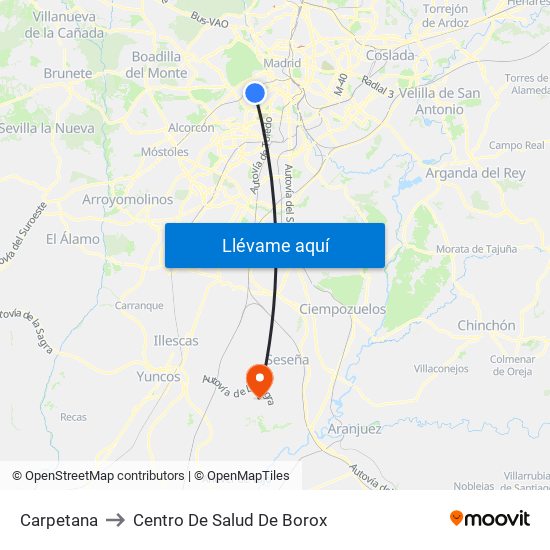 Carpetana to Centro De Salud De Borox map