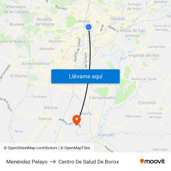 Menéndez Pelayo to Centro De Salud De Borox map